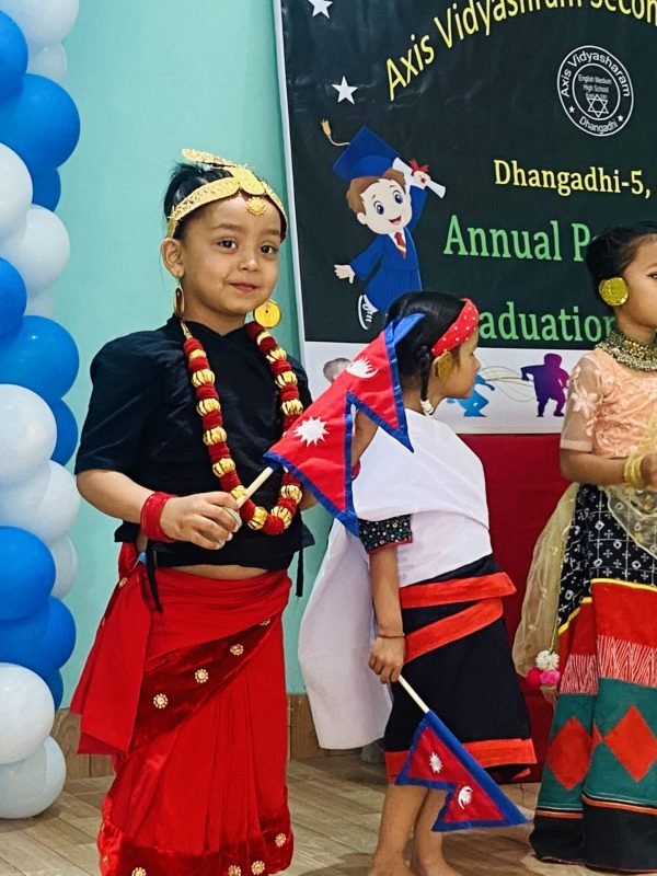 Kids from the primary school dress up at the annual function, representing the diversity of students at Axis.